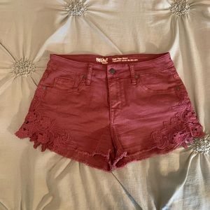 Cute Burgundy Denim Shorts